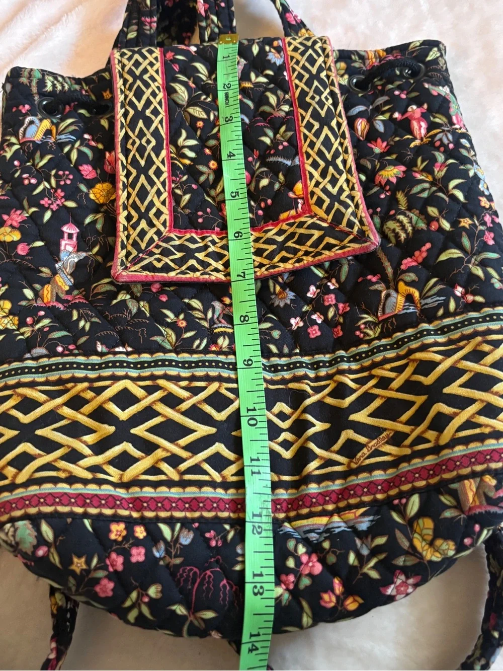 Vera Bradley Ming Drawstring Backpack Retired Floral Quilted Vintage Y2K Retro